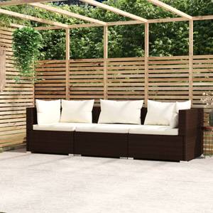 Salon de jardin (lot de 3) 3013629-1 Marron - Crème - Blanc - 70 x 70 x 70 cm