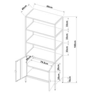 Armoire de bureau Hailuoto Gris - Métal - 80 x 180 x 40 cm