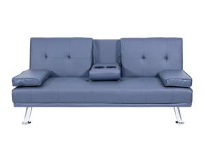 3er-Sofa F60 Blau - Kunstleder