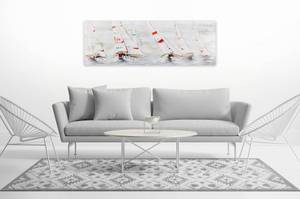 Tableau peint Direction Liberté Blanc - Bois massif - Textile - 150 x 50 x 4 cm