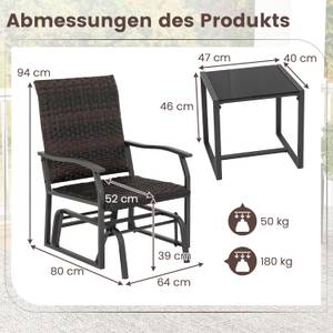 Balkonmöbel Set ZB33613NZDE (3-teilig) Braun - Polyrattan