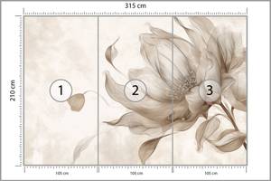 Fototapete Blume Pflanze Natur Beige - Braun - Grau - Papier - Textil - 315 x 210 x 210 cm