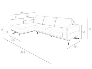 Ecksofa links 6161 Beige - Echtleder - Textil - 333 x 81 x 168 cm