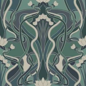 Tapete Blumenmuster im Jugendstil 7472 Blau