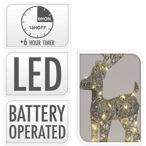 Rentier 40 LED, 37 cm Silber - Metall - 10 x 37 x 24 cm