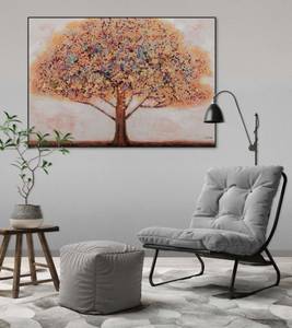 Acrylbild handgemalt Baum der Erinnerung Orange - Rot - Massivholz - Textil - 100 x 70 x 4 cm