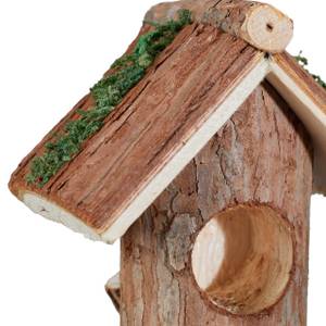Holz Blumentopf mit Vogelhaus Braun - Grün - Holzwerkstoff - Naturfaser - 16 x 22 x 12 cm