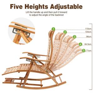 Schaukelstuhl Liegestuhl Schaukelsessel Beige - Bambus - 67 x 110 x 167 cm