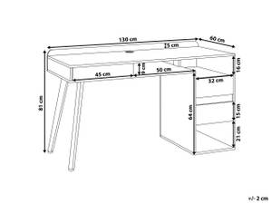 Schreibtisch CARACAS Braun - Weiß - Holzwerkstoff - 130 x 81 x 60 cm