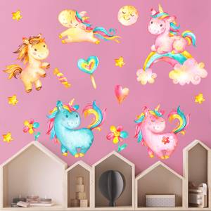 Wandtattoo - Einhorn Aquarell Set 90 x 120 cm