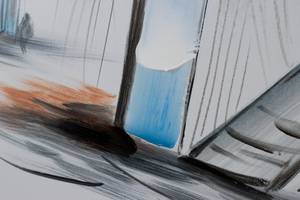 Tableau peint à la main Swelling Sails Blanc - Bois massif - Textile - 100 x 75 x 4 cm