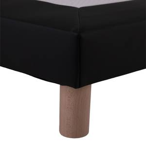 Sommier tapissier simili noir 90x190cm Noir - En partie en bois massif - 90 x 13 x 13 cm