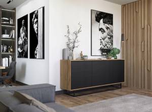 Sideboard APOLLO Loft Schwarz - Eiche Wotan Dekor