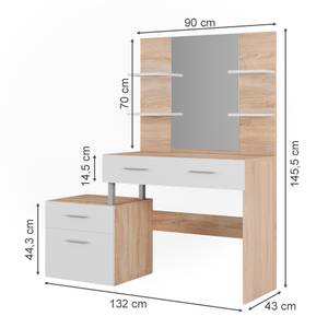 Schminktisch Maria 39953 Weiß - Holzwerkstoff - 132 x 145 x 43 cm