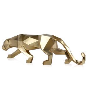 Große Harzskulptur Großer Panther Gold - 99 x 31 x 18 cm