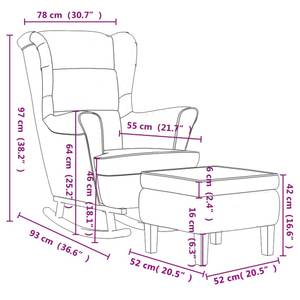 Chaise à bascule avec tabouret 3015093-2 Crème