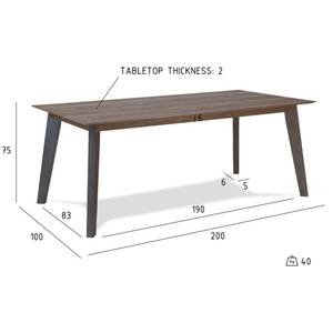 Table Malaga Marron 200x100 cm Marron - Bois massif - Bois/Imitation - 200 x 75 x 100 cm