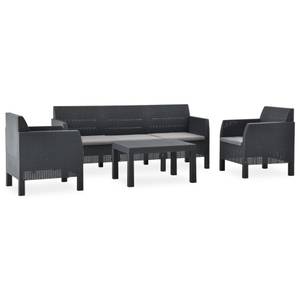 Garten-Lounge-Set Grau - Kunststoff - Polyrattan - 58 x 41 x 58 cm