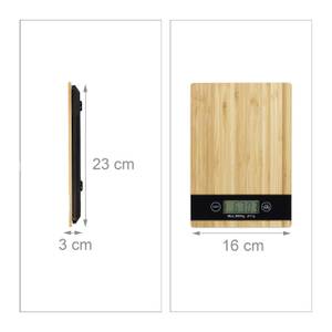 Balance électronique cuisine en bambou Noir - Marron - Bambou - Verre - Matière plastique - 16 x 23 x 3 cm