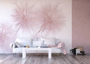 Fototapete Blumen Pink - Naturfaser - Textil - 360 x 254 x 254 cm