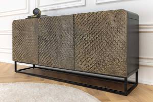 Sideboard SNAKE Braun - Metall - Massivholz - Holzart/Dekor - 160 x 75 x 38 cm