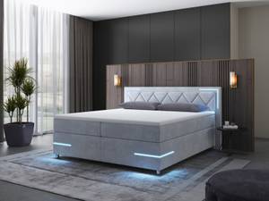 Boxspringbett Lima mit LED Hellgrau - Breite: 180 cm