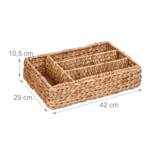 Besteckkasten 4 Fächer Braun - Rattan - 42 x 11 x 29 cm