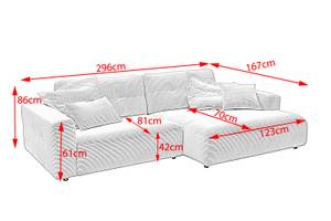 Ecksofa MIKA Taupe - Ecke davorstehend rechts - Longchair davorstehend rechts