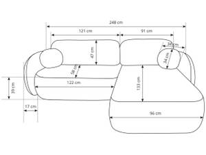 Ecksofa OREO Creme - Armlehne beidseitig montierbar - Ecke davorstehend rechts