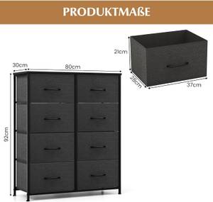 Stoffkommode TG32861PW Schwarz - Holzwerkstoff - 30 x 92 x 80 cm