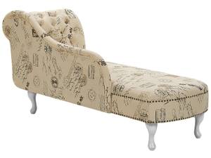 Chaiselongue NIMES Beige - Weiß - Armlehne davorstehend links - Ecke davorstehend rechts - Textil