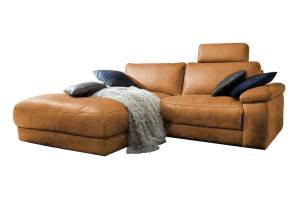 Ecksofa LOLA motorisch. relaxfunktion Braun - Ecke davorstehend links - Massivholz - Textil