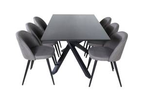 Essgruppe Piazza 42 (7-teilig) Grau - Massivholz - 90 x 76 x 190 cm