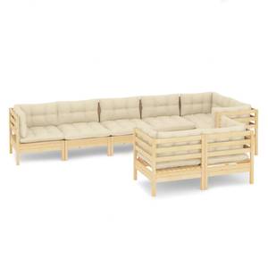 Garten-Lounge-Set Weiß - Massivholz - 64 x 63 x 64 cm