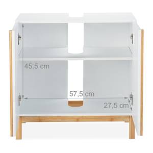 Waschbeckenunterschrank Weiß Braun - Weiß - Bambus - Holzwerkstoff - 60 x 61 x 31 cm