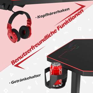 T-förmiger Gaming Tisch Schwarz - Holzwerkstoff - 65 x 75 x 140 cm