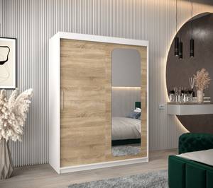 Armoire à portes coulissantes promo t2 Imitation chêne de Sonoma - Blanc - Largeur : 150 cm - 2 porte