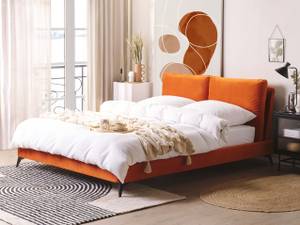 Lit double MELLE Noir - Orange - 176 x 95 x 228 cm