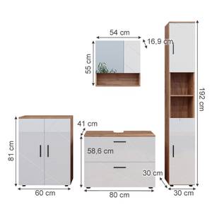 Badmöbel Set Irma 40543 Braun - Weiß - Holzwerkstoff - 80 x 58 x 41 cm