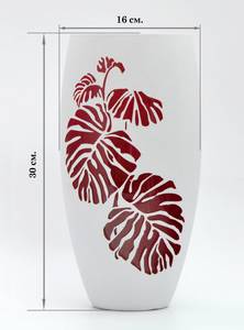 Vase en verre peint à la main Blanc - Verre - 16 x 30 x 16 cm