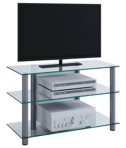 TV-Rack Zumbo II Aluminium / Glas - Schwarz