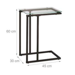 Beistelltisch U-Form aus Glas und Metall Schwarz - Glas - Metall - 30 x 60 x 45 cm