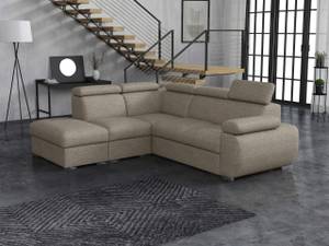 Ecksofa Boston 2RR1P mit Polsterhocker Hellbraun - Ecke davorstehend links