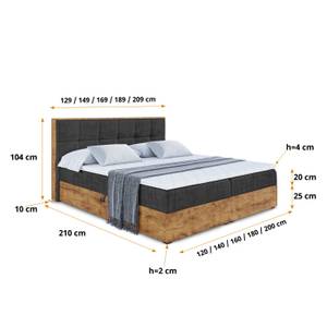 Boxspringbett LOLLI7 Schwarz - Breite: 200 cm - H4