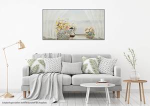 Bild gemalt Das Erwachen des Frühlings Weiß - Massivholz - Textil - 120 x 60 x 4 cm