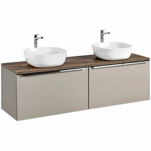 Doppelwaschtisch Taupe 160cm m. 2 Becken Braun - Holzwerkstoff - 161 x 64 x 46 cm