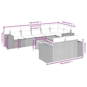 Gartensitzgruppe K2145(9-tlg) Grau - Massivholz - 69 x 62 x 62 cm