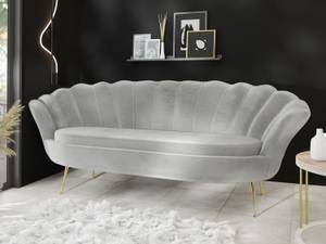 3-Sitzer Samt Muschel Sofa Cara Gold - Grau - Gold