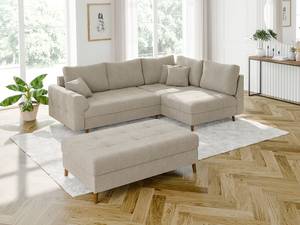 Ecksofa und Hocker Oskar Beige - Armlehne davorstehend rechts - Ecke davorstehend links