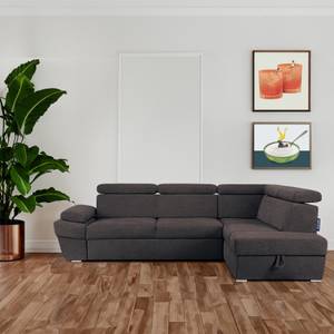 Ecksofa RATLO rechts Blau - Braun - Textil - Holz teilmassiv - 270 x 110 x 190 cm